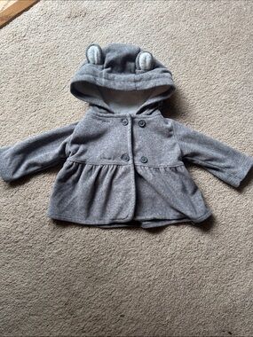 Carter’s Gray Bear Ear Fleece Peacoat Jacket 3M